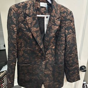 Tanya Taylor Black and Bronze Floral Blazer